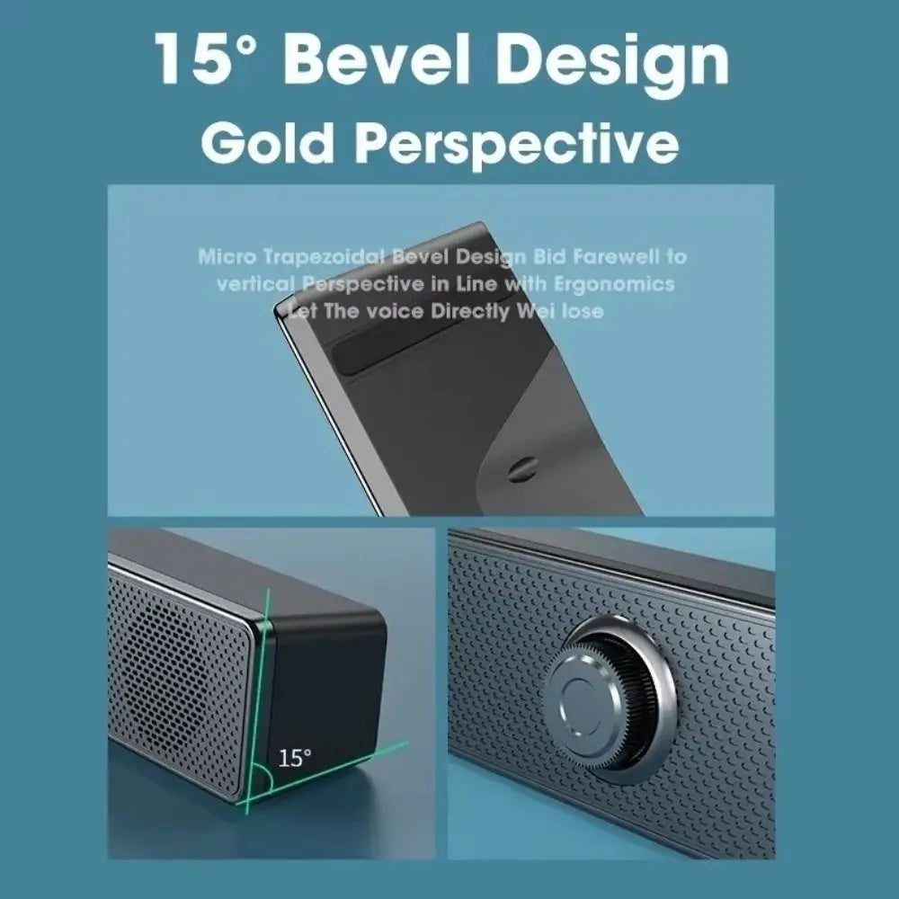 Wired PC Soundbar Stereo Wireless Bluetooth Speaker Strong Bass Compact Stereo USB Powered Soundbar Home Theater
