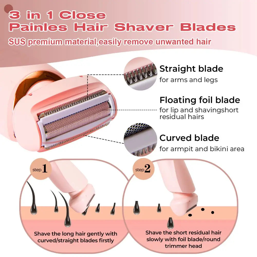 Lady Hair Removal Device Bikini Trimmer Electric Hair Shaver Epilator for Whole-Body Legs,Underarm,Arms Hair Remover