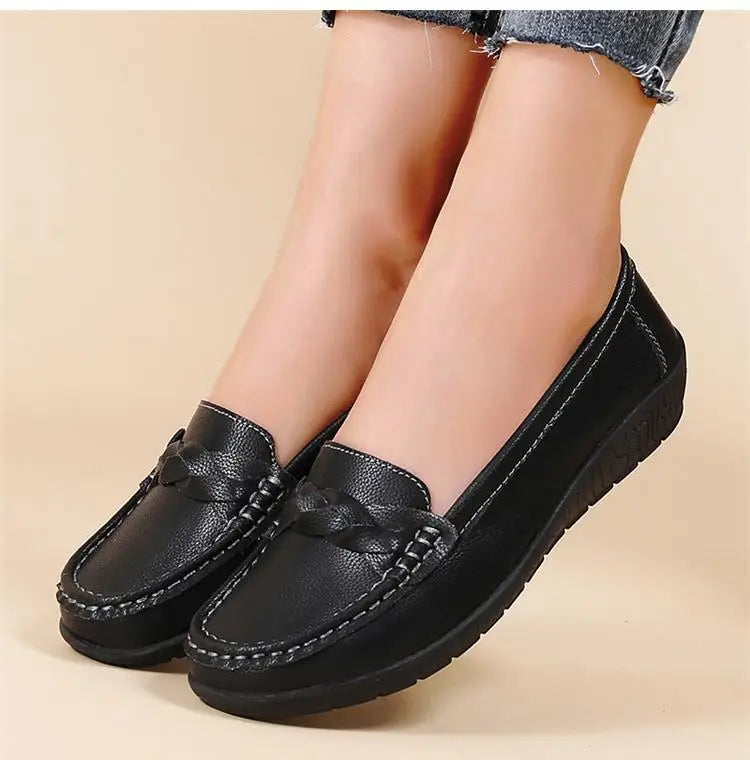 Genuine Leather Fashion Women Flats Outdoor Ballet Flats Moccasins Women's Shoes Retro Women Shoe Oxford Plus Size Zapatos Mujer