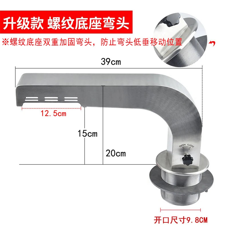Commercial Heavy-Duty Stainless Steel BBQ Ventilation System Kit with 100mm Smokeless Exhaust Duct for Indoor And Outdoor Use