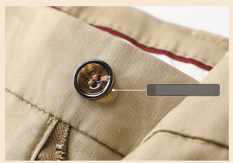 High Quality 97% Cotton Men's Straight Pants Business Solid Color Khaki Light gray Casual Formal Suit Trousers Plus Size 40 42