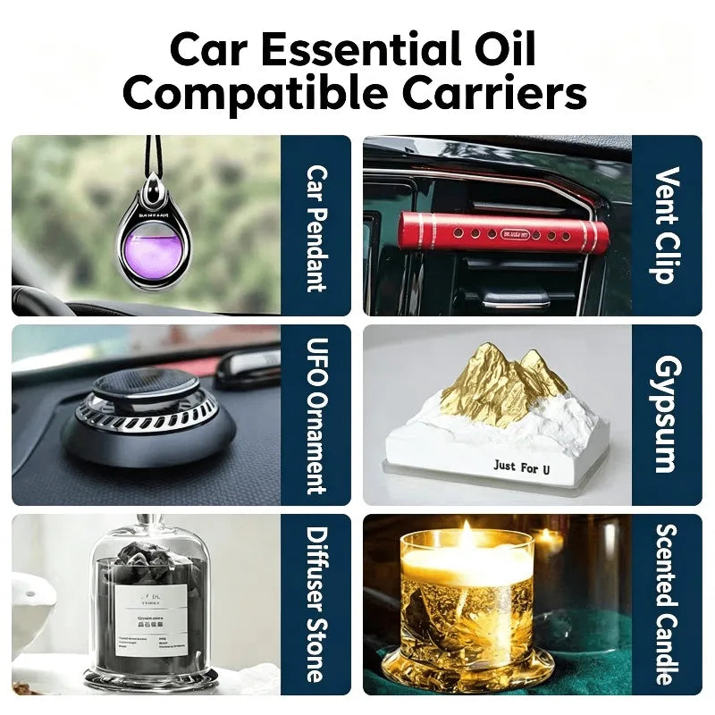 Car Air Freshener Essential Oil Refill Auto Perfume Diffuser Fragrance Dropper Bottle Long Lasting Scent Lemon Cologne Osmanthus