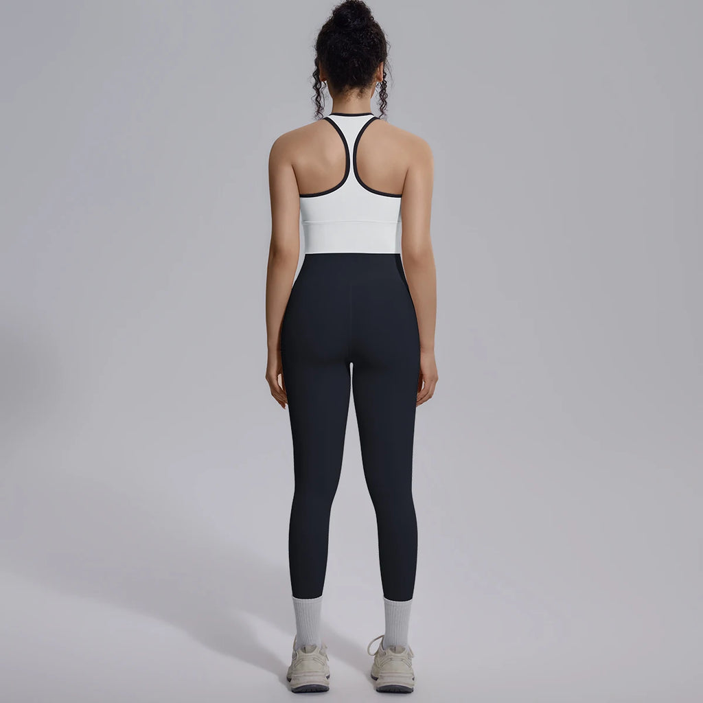 Rooftrellen New Women's Two-piece Set Fitness Sports Solid Color Yoga Set Summer Quick Drying Legging Pants Gather I-shaped Vest