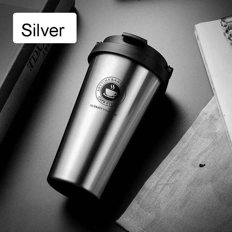 New American Simple Coffee Cup Portable Office Large-capacity Double-layer Vacuum Thermos Cup with Rope Seamless Lined Mug