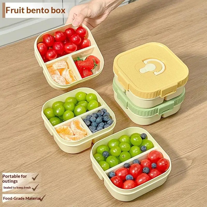 Portable Plastic Lunch Box With Compartment Microwave Safe Fruit Salad Lunch Container Kid Student Leak-proof Bento Box