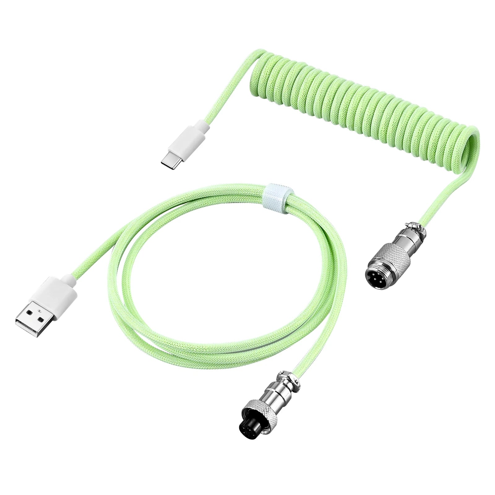 Metal USB A to TYPE C Braided Cable Mechanical Keyboard Coiled Cable USB Spring Wire Aviator Desktop Computer Aviation Connector