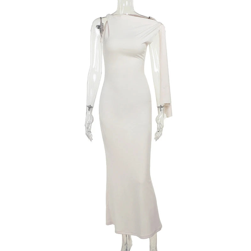 Women's Hot Sweetheart Long Dress New Fashion Asymmetric Temperament Slim Package Hip Simple Tie Dresses