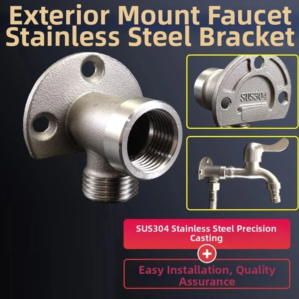 Bathroom Faucet Fixed Base Stainless Steel Wall Mount Faucet Bracket Shower Inlet Outlet Mix Water Valve Parts
