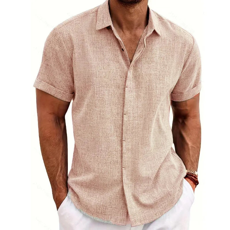 Men's Cotton Linen Short Sleeved Shirt Summer Casual Camisas Harajuku Blusas Mens Shirts Fashion Tops Men Clothing Streetwear