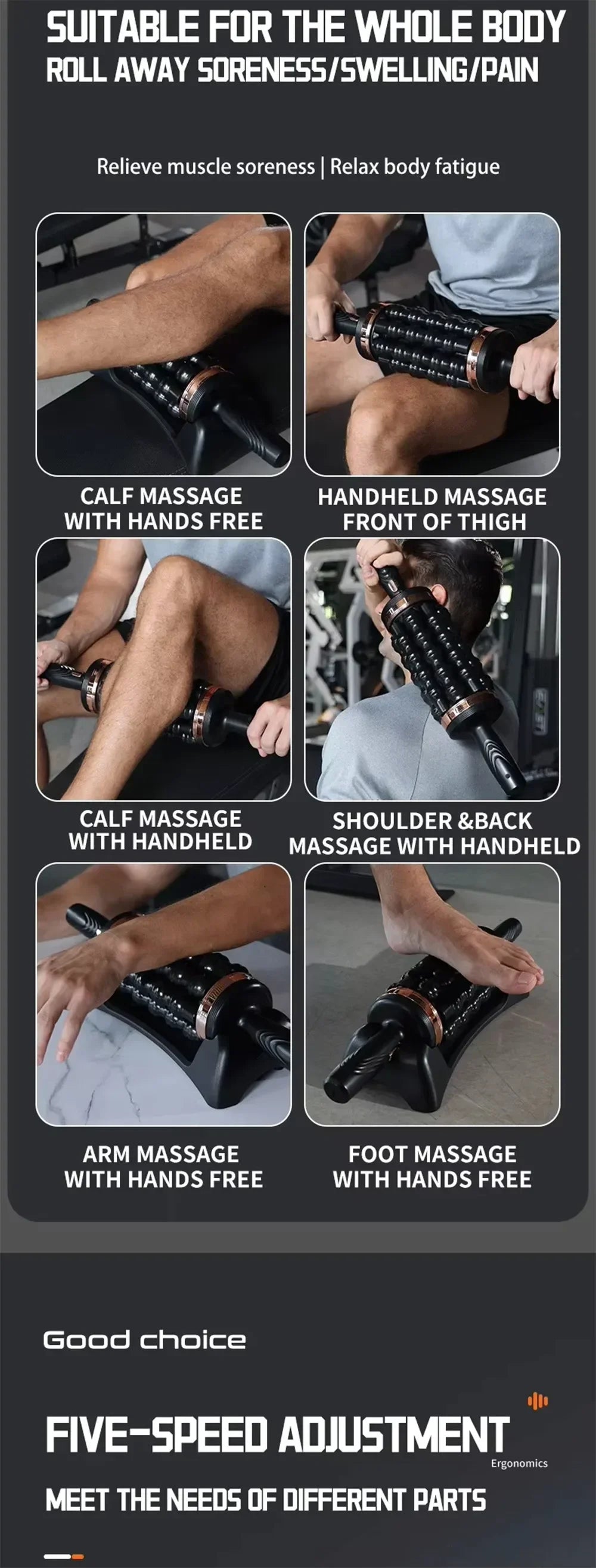 2026 New Arrival Hand Held Massager for Muscles Rolling Percussive Massager Powered Muscle Roller Massager Whole Body Relief