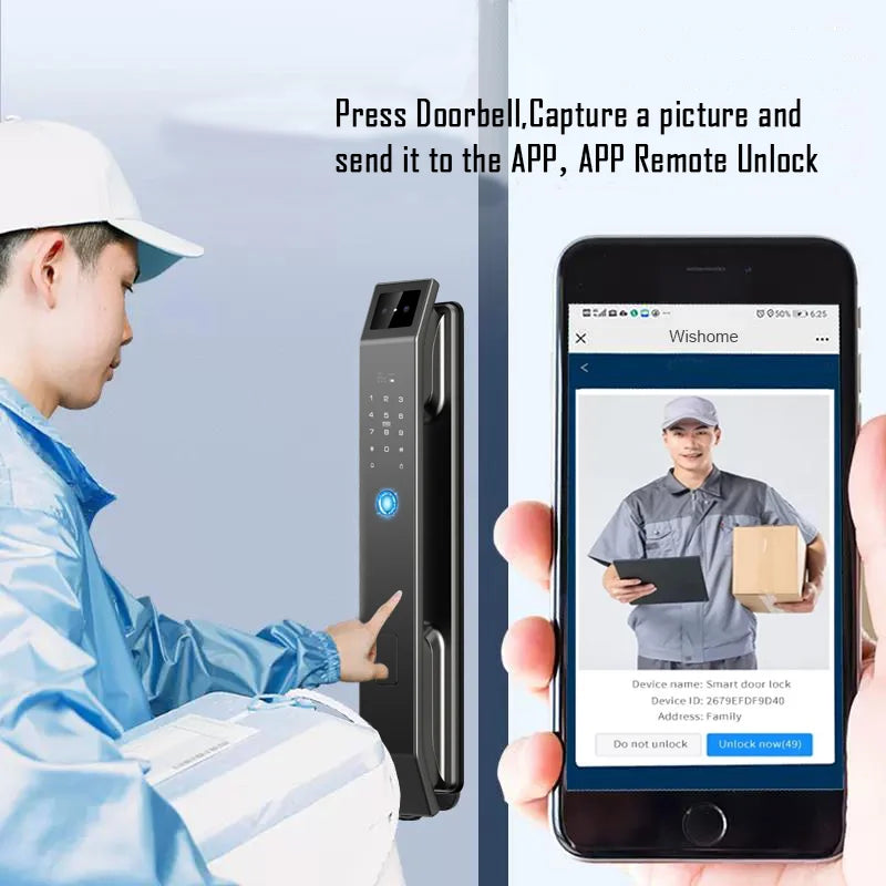 Tuya 3D Face Recognition Unlock Digital Password Door Lock With Camera FIngerprint Password Unlock Keyless Electronic Lock