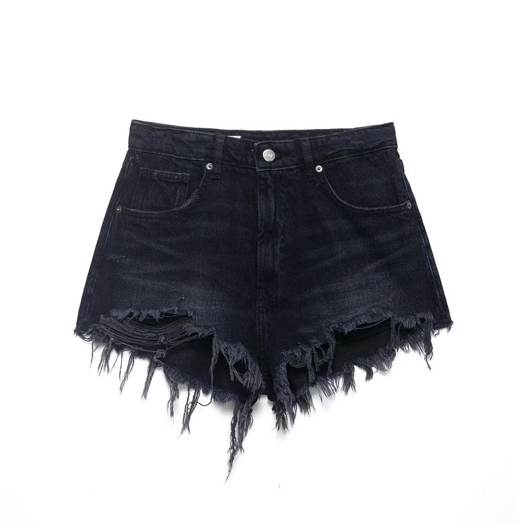 HH Women's High Waisted Denim Shorts Summer Ripped Jean Shorts Frayed Hem A-Line Casual Beach Party Hot Pants Streetwear