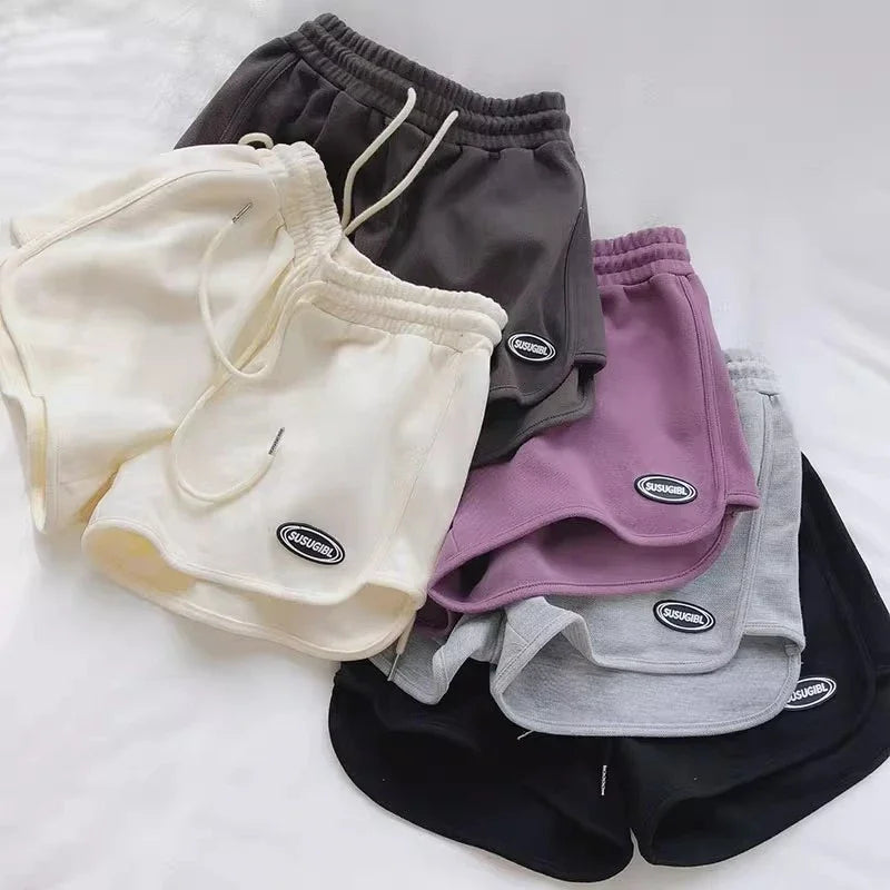 SMVP 2026 Women Casual Drawstring Sports Shorts Thin High Waist Yoga A-line Shorts Loose Women Running Straight Trousers Summer