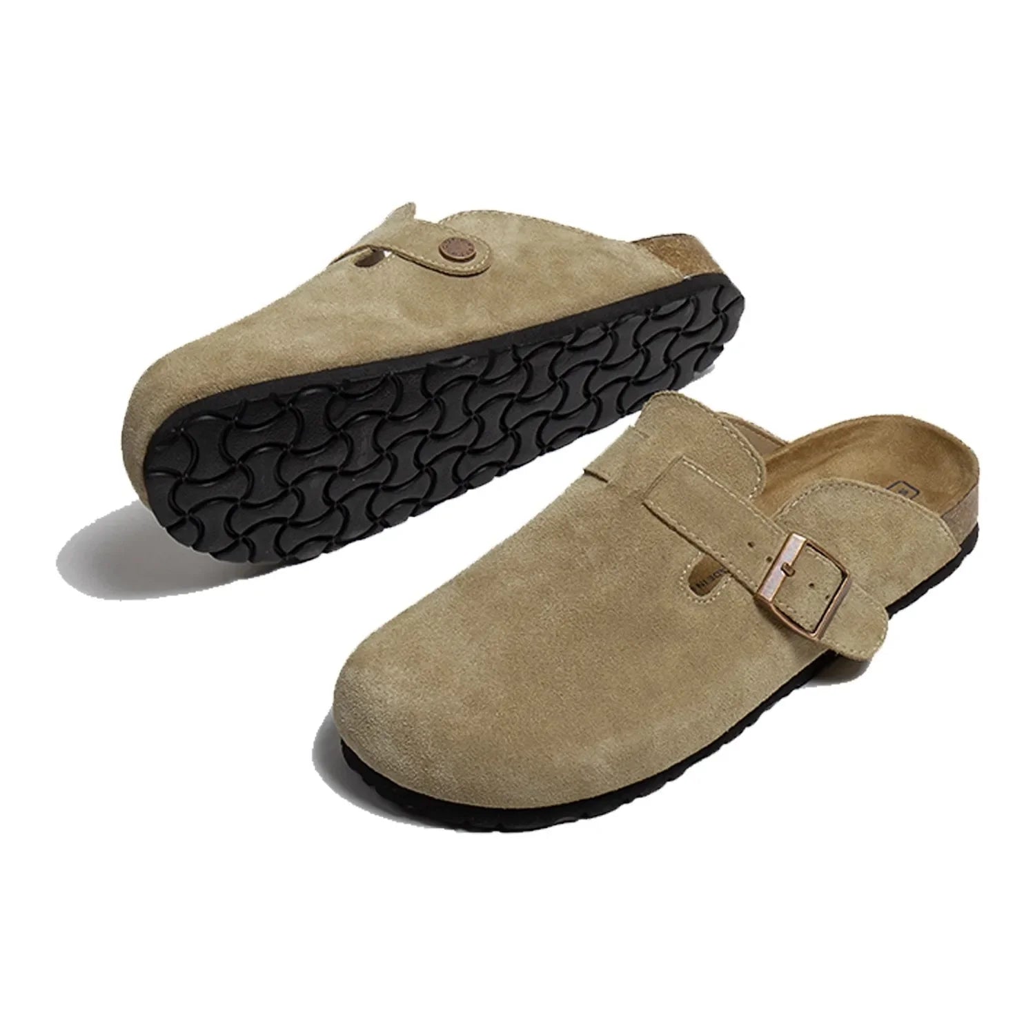 New Summer Cork Clogs Slippers Sandals Classic Soft Footbed Suede Sandals With Arch Support Adjustable Buckle Sandals