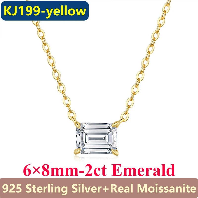 1CT / 2CT Emerald Heart Pear Princess Moissanite Diamond Pendants Necklaces For Women S925 Silver Fine Jewelry Women's Pendants