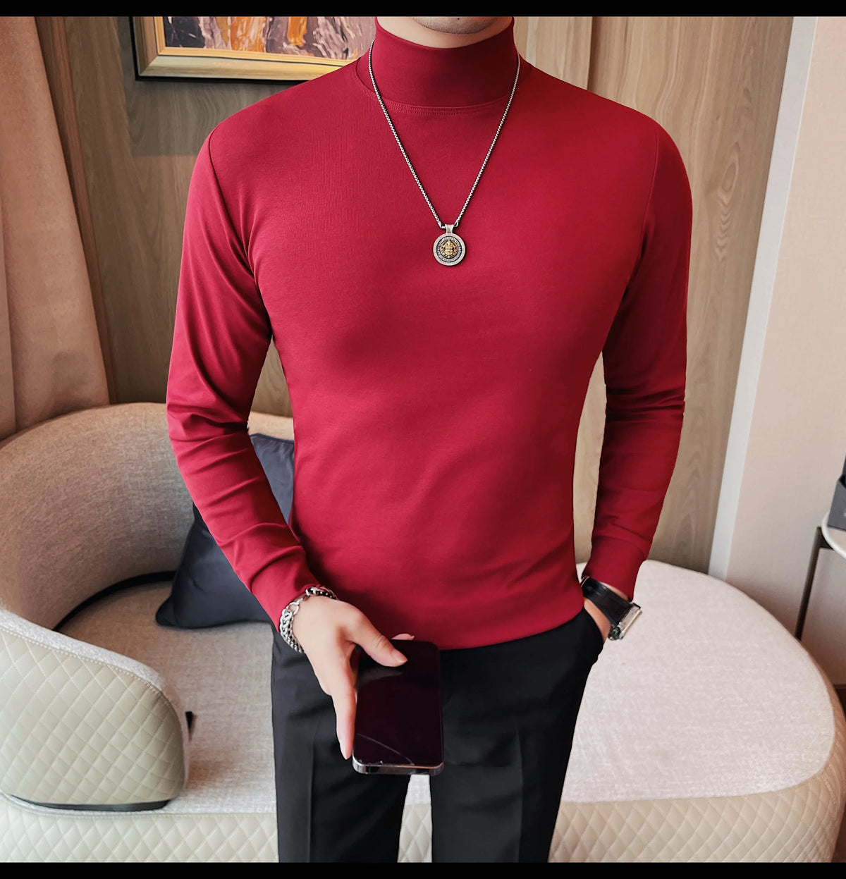 Men's T Shirts Autumn Winter New Turtleneck Long Sleeve T-Shirts For Men Clothing 2025 Slim Fit Casual Basic Tee Shirt Homme 5XL