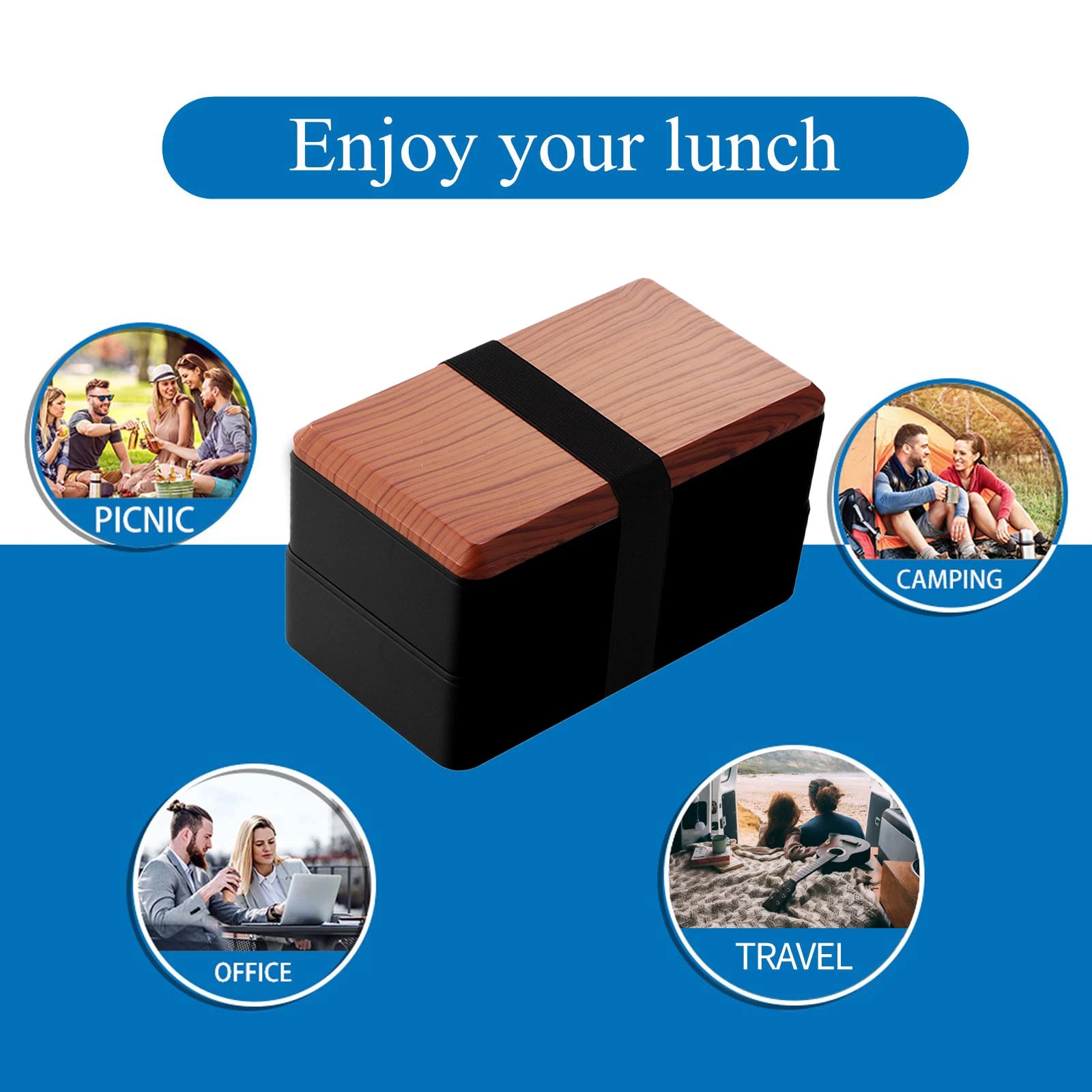 Untior Divided Lunch Box Picnic Microwave Japanese Bento Box Portable Double Layer Food Container For Kids Office Workers