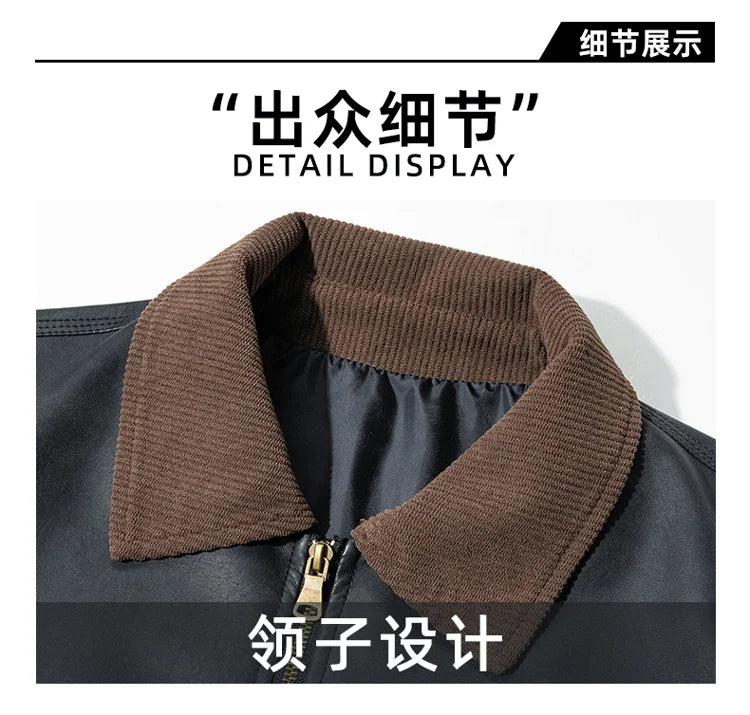 2029  Motorbiker Jacket Men's American Autumn Winter Hip-hop PU Leather Jackets Men Streetwear Racing Motorcycle Wear