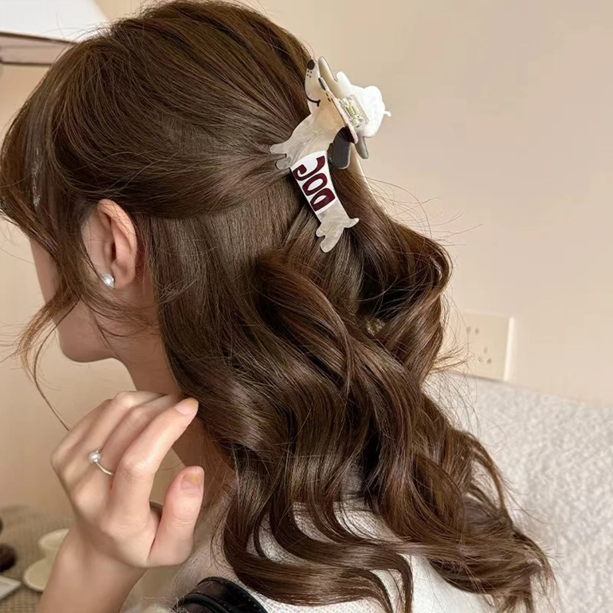 1pc Cute cartoon Puppy Kitten Acetate Hairpin Lady Back of Head Hairpin Grab Shark Clip Headdress