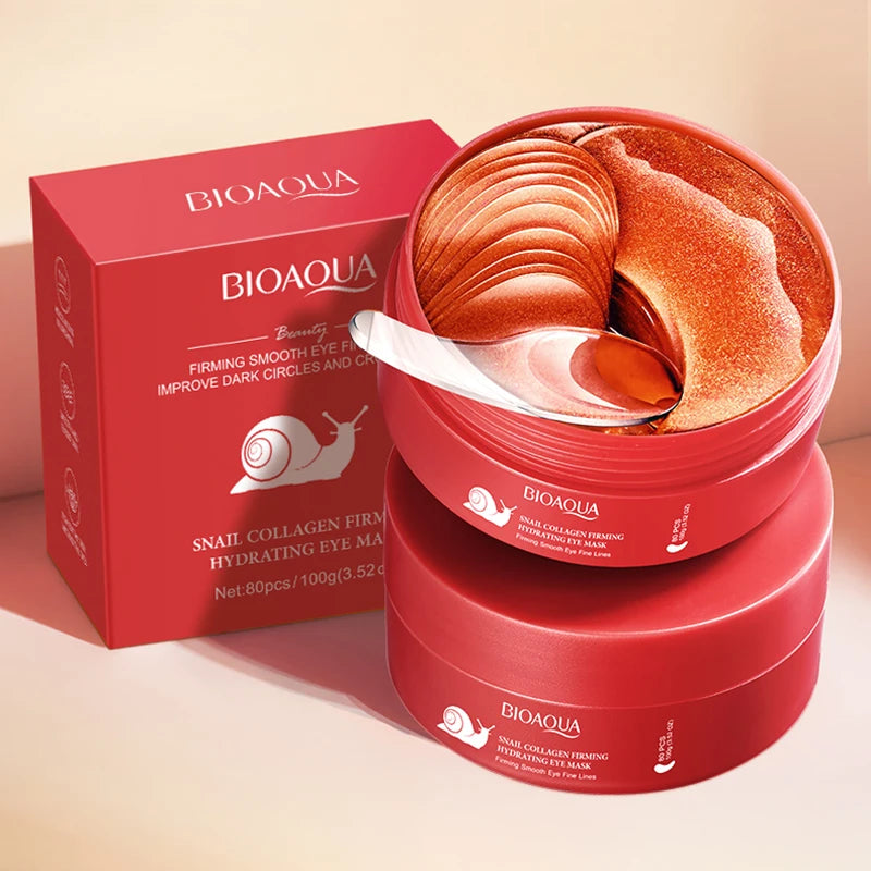 80pcs BIOAQUA Snail Crystal Collagen Eye Mask Anti Dark Circles Eyes Bags Anti-Wrinkles Moisturizing Anti-Aging Eye Patches