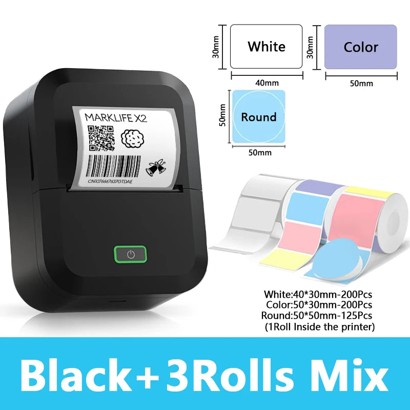 Marklife X2 Mini Thermal Portable Printer Adhesive Label Printer Wireless Bluetooth Similar as B21 B1 Labeling Machine Inkless