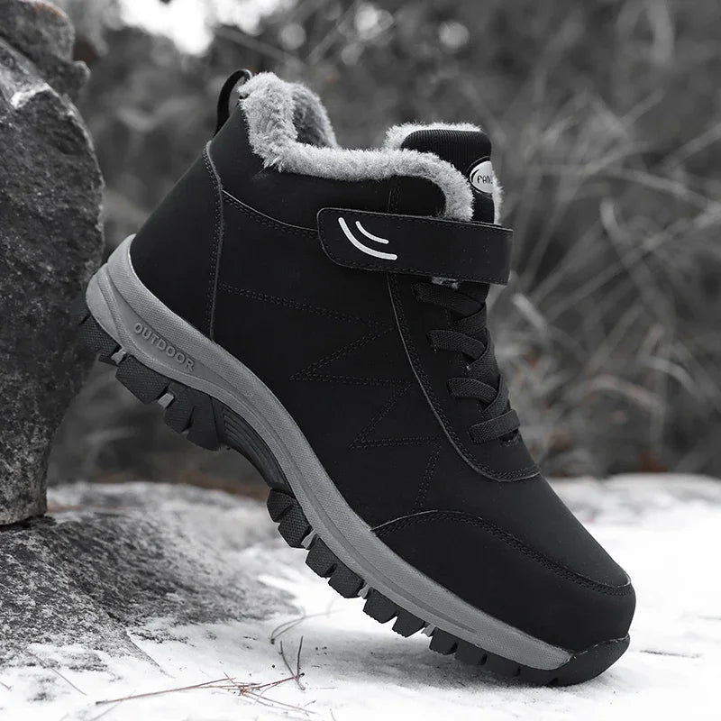 Men's Warm Snow Shoes Outdoor Leather Thick Plush Winter Man Casual Sneakers Original Waterproof Trend Sports