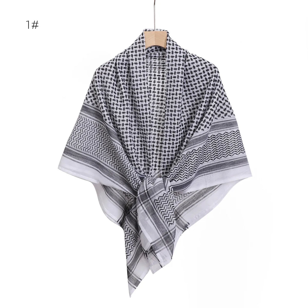 New Arab Shemagh Muslim Keffiyeh Head Wrap Tactical Desert Head Neck Scarf Military Shawl Arabic Scarf Headwear with Agal Rope
