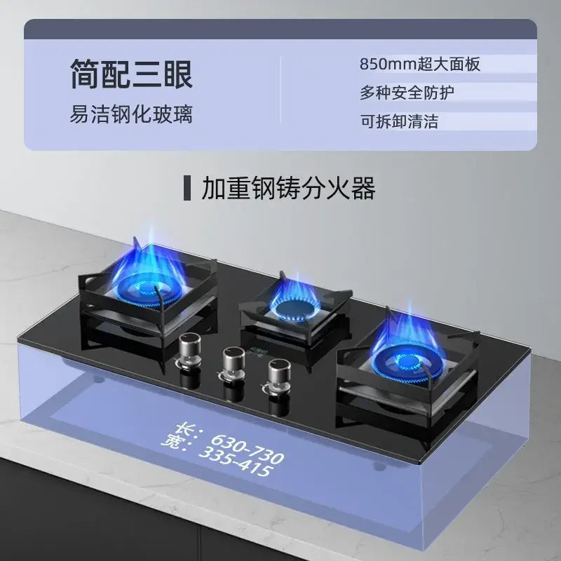 Embedded Three-Burner Gas Stove Dual Fuel Natural Gas LPG Household