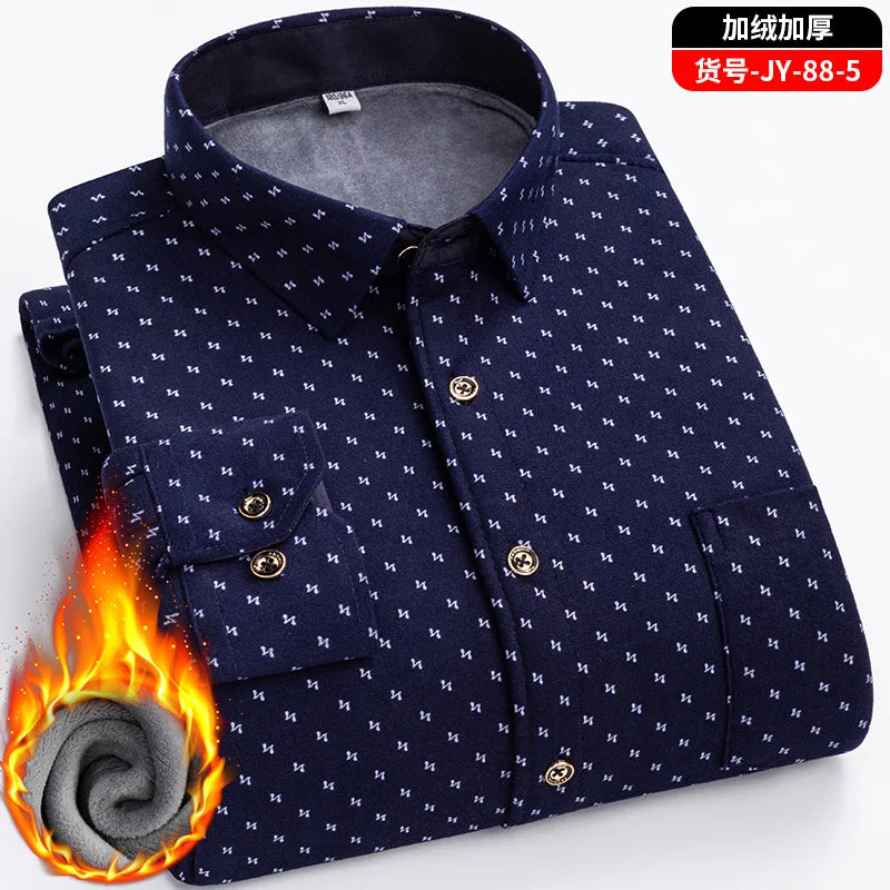 New men's double-sided fleece warm long-sleeved shirt, thickened for winter, cold-resistant, street trend business casual
