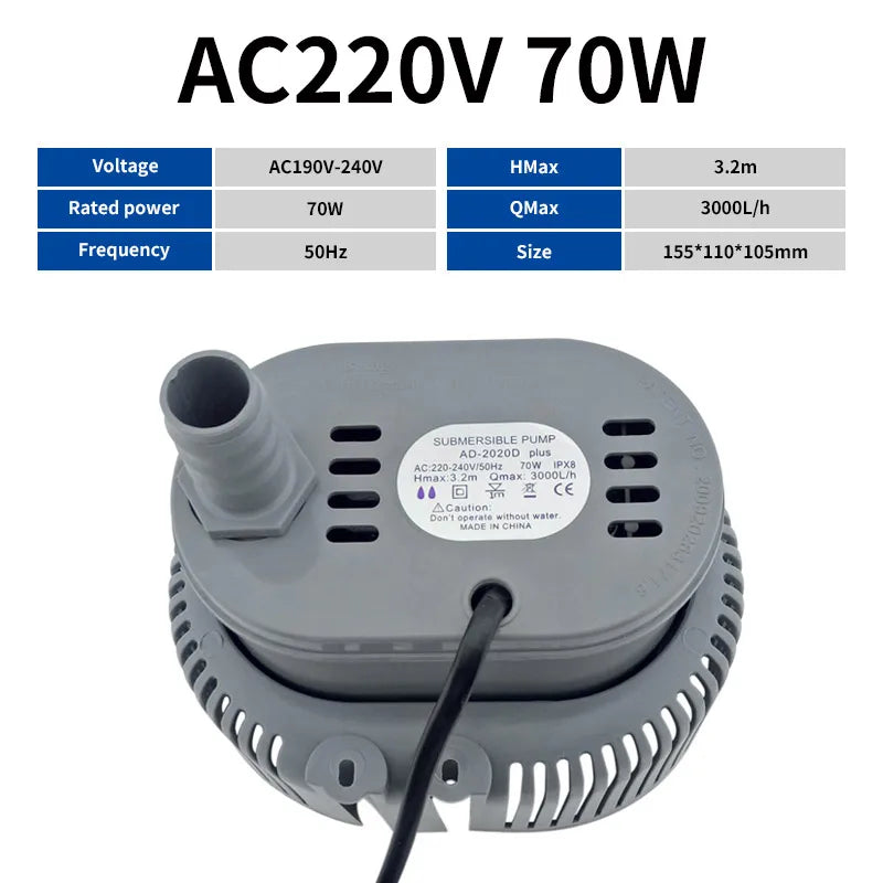 Submersible Pump AC 380V 70W Environmental Protection Air Conditioning Water Pump 45W Cold Air Fan Water Pump 220V
