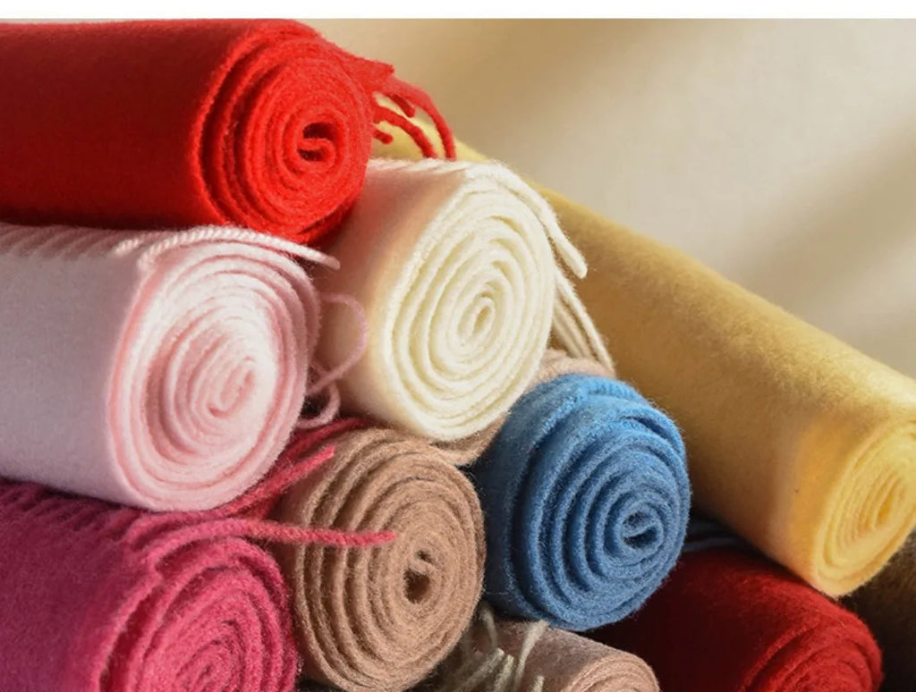 High Quality 100% Wool Muffler Classic Simple Solid Men Women Scarf Fall Winter Thick Casual Shawl Male Female Tassel Scarves