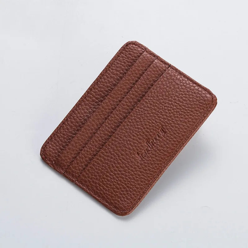 1Pcs Lychee-Patterned Ultra-Thin Card Holder with Id Window, Multi-Card Slot Mini Portable Card Holder with Coin Compartment, Unisex Daily Card Holder