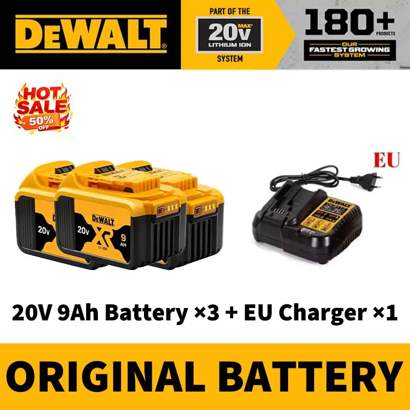 100% Genuine DEWALT 20V Max 2/5/6/9Ah Battery Charger Combo Li-Ion XR Series for Power Tools Battery DCB200,DCB202,DCB205,DCB206