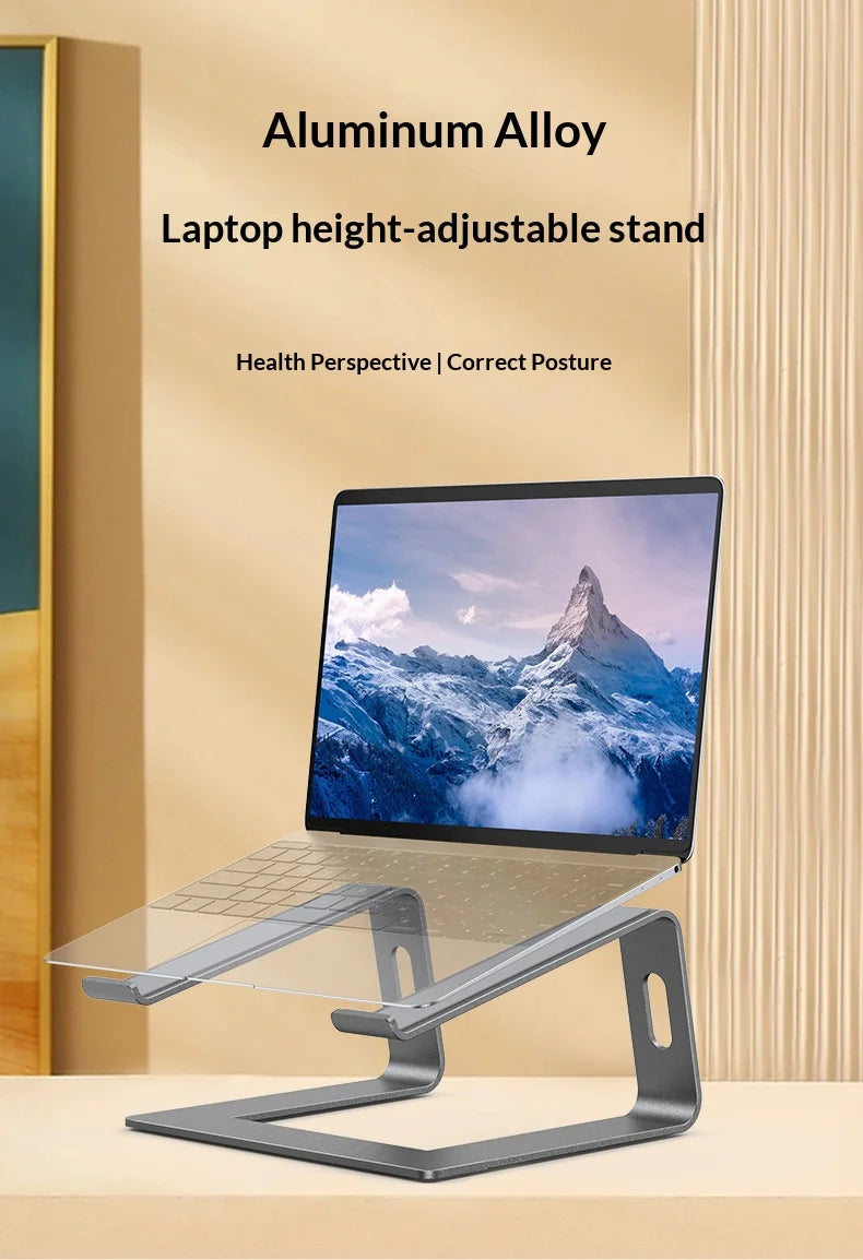 Ergonomic Aluminum Laptop Stand with Cooling & Non-Slip Design, Adjustable Portable Notebook Riser for 10-17 Inch MacBook Dell