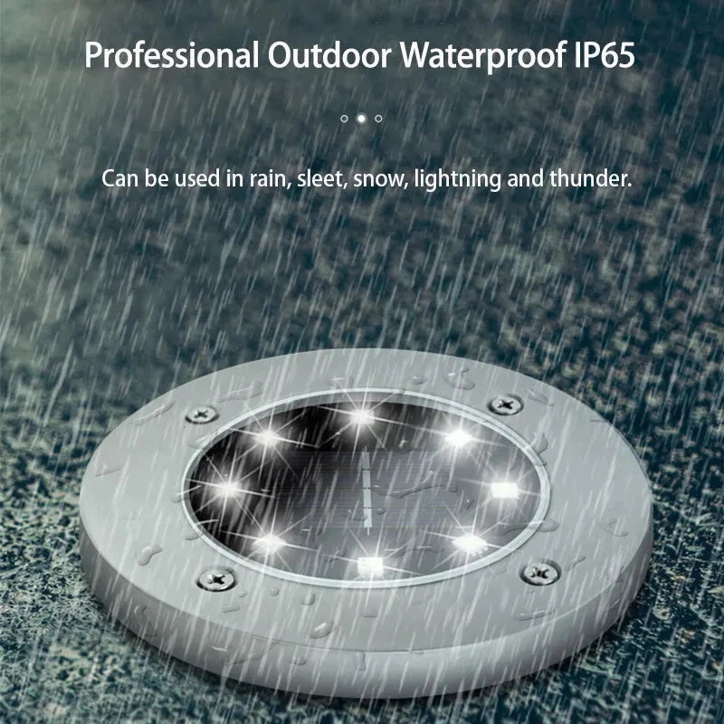 4/8LED Solar Underground Light Solar Power Disk Lamp Waterproof Outdoor Spotlight Buried Deck Light Lawn Garden Decoration