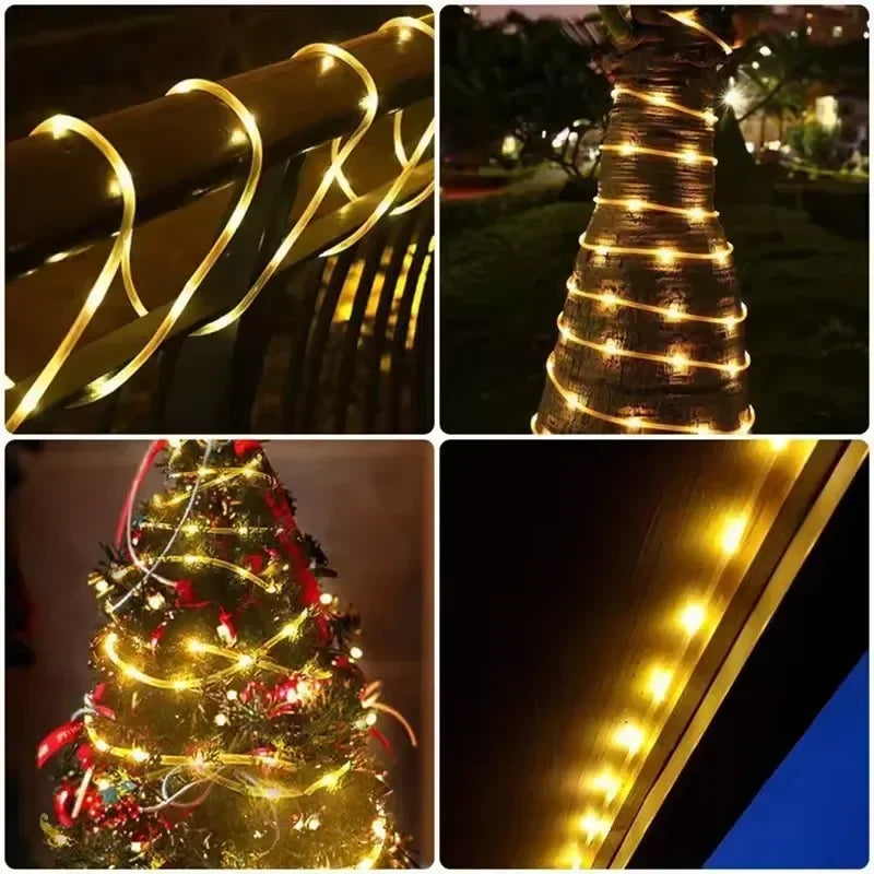 Solar String Tube Light PVC Soft Tube Outdoor Waterproof Copper Wire Light Courtyard Garden Decoration Atmosphere Flashing Light