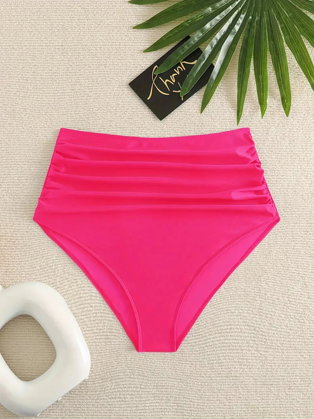 Summer Sexy Women Bikini Bottoms High Waisted Ruched Swimwear Bottoms Beach Shorts For Vacation Party Swimming Bathing Suit