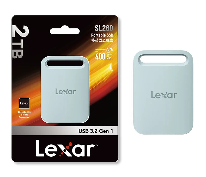 Lexar Portable Solid State Drive SL260X USB3.2 Type-C PSSD 512GB 1TB External Hard Drive Max 390Mb/s Read 400Mb/s Write SSD Disk