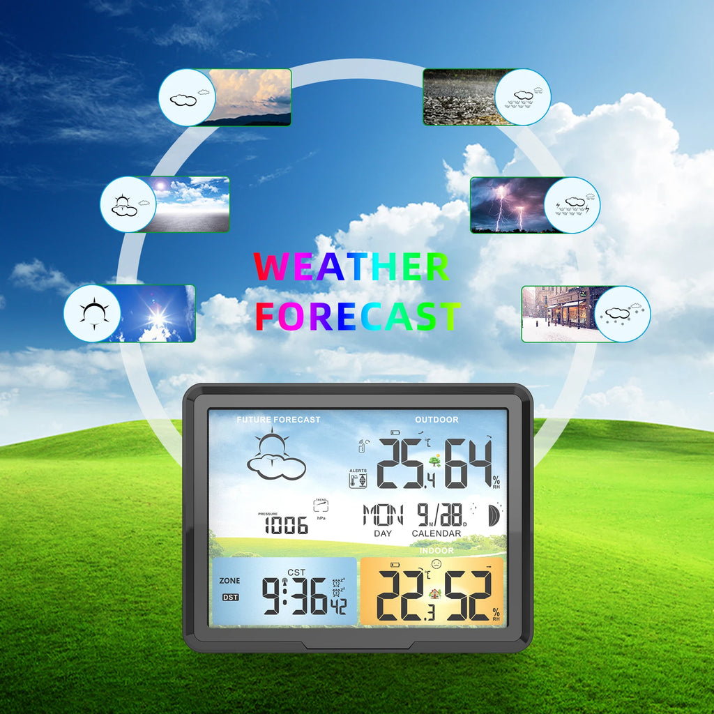 FABISENSE Wireless Weather Station with Indoor Outdoor Sensor Thermometer Hygrometer, Forecast Barometer Moon Phase, USB Powered