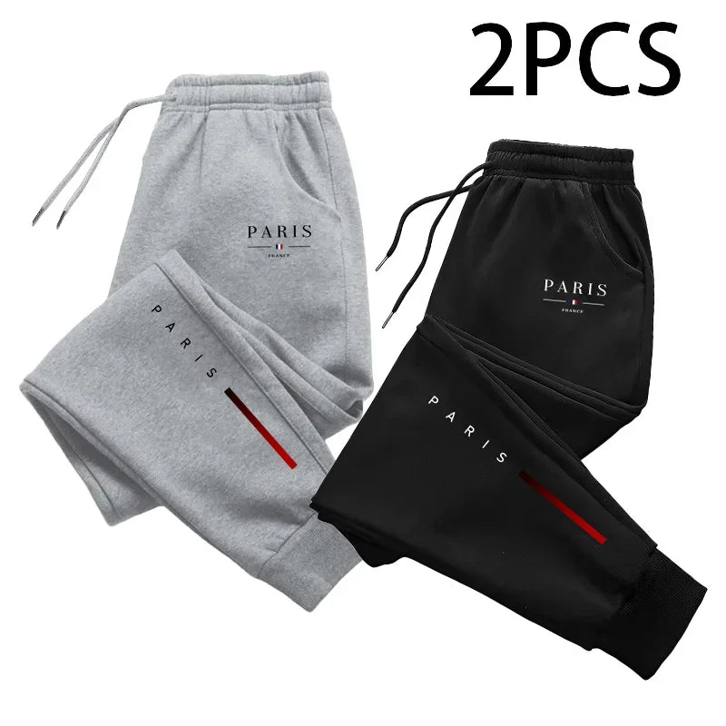 2 in 1 Sweatpants for Man Fall Winter Daily Casual Sporty Jogger Pants Paris Fashion Print Trousers Home Outdoor Comfort Bottoms