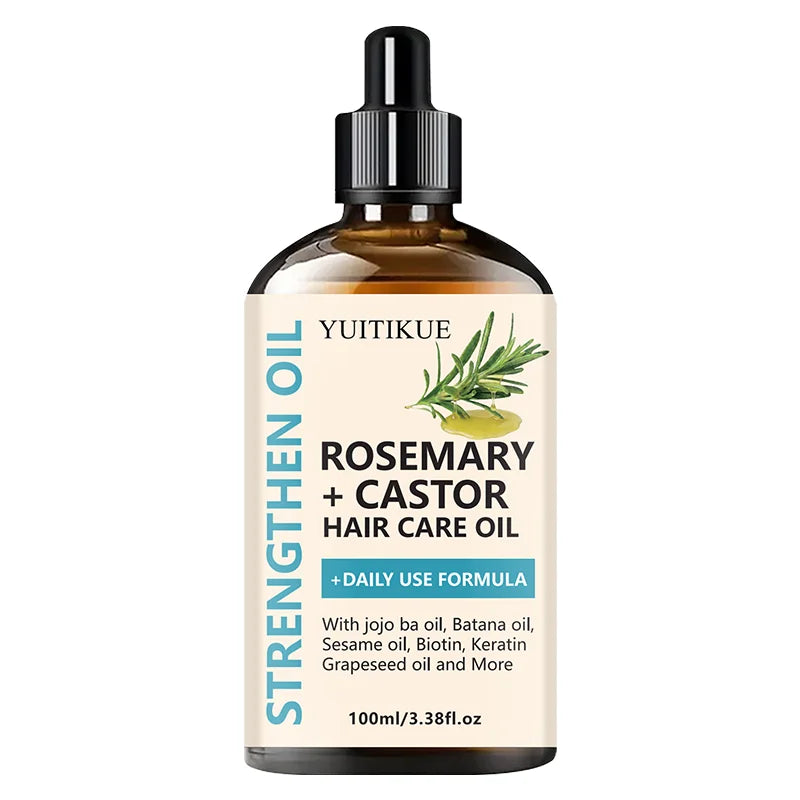 YUITIKUE Strengthening Hair Oil - Rosemary + Castor Blend | Refreshing, Non-Greasy Care for All Hair Textures
