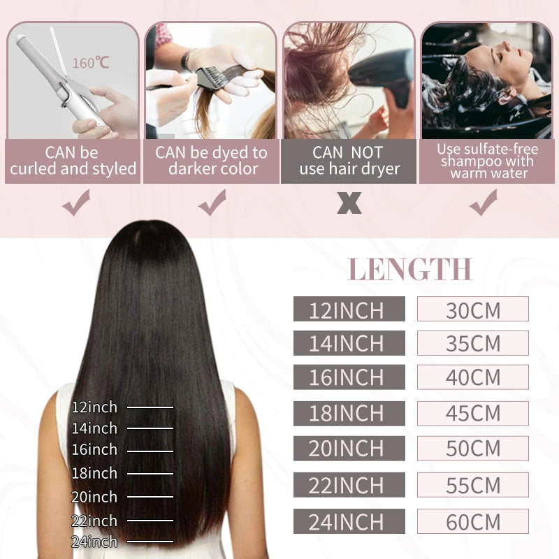 Ugeat Flat Tip Hair Extensions 14-24" Natural Straight Flat Tip Keratin Hair Extension 50/100g Remy Pre Bonded Hair Extensions