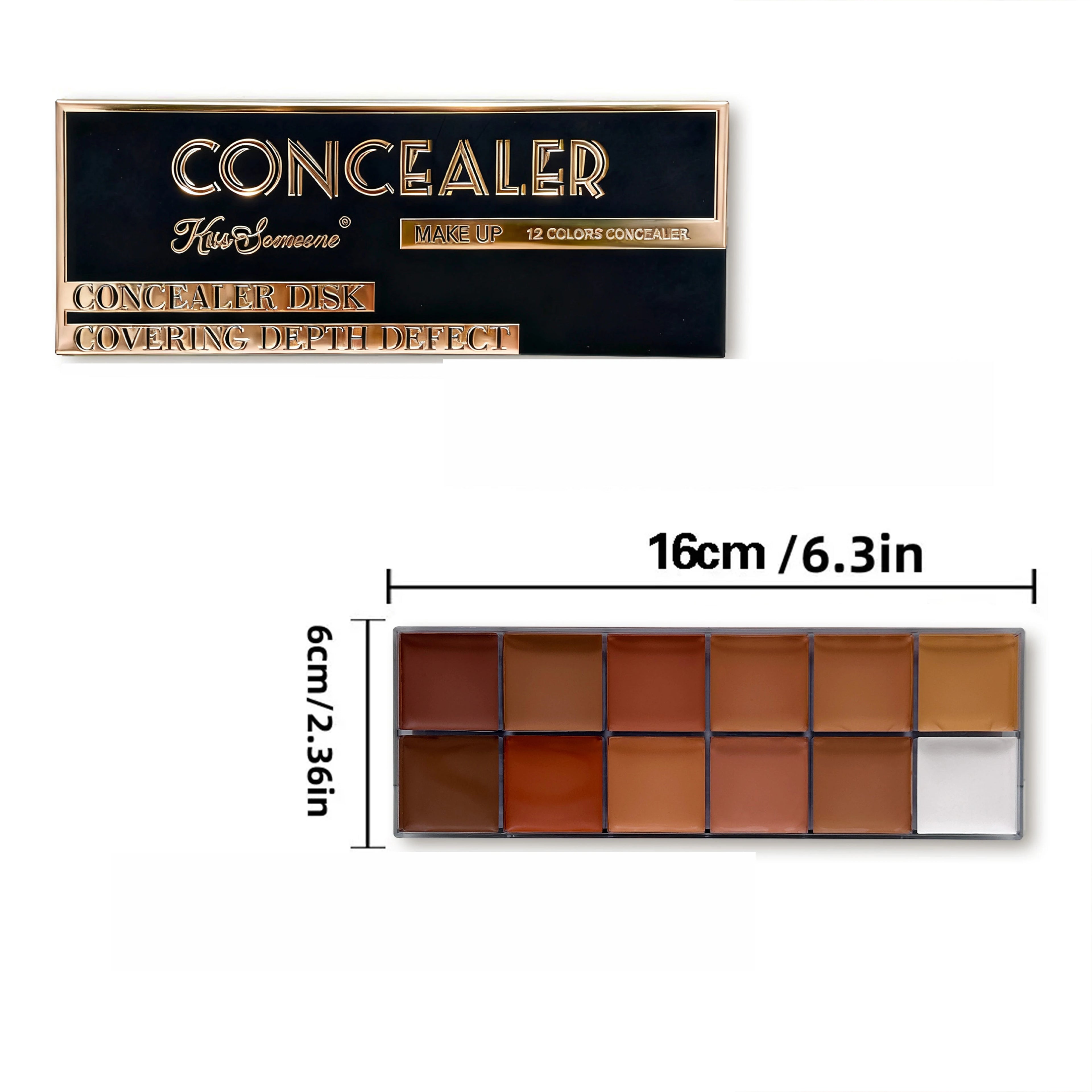 12 Color Concealer Dark Skin Waterproof Full Cover Foundation Make-Up Beauty Makeup Face Makeup Sunscreen Powder Blusher Eye