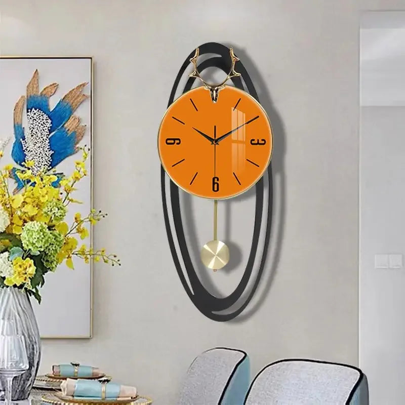 Creative trend home fashion wall hanging clock Modern simple light luxury living room atmosphere hanging clock wall decoration