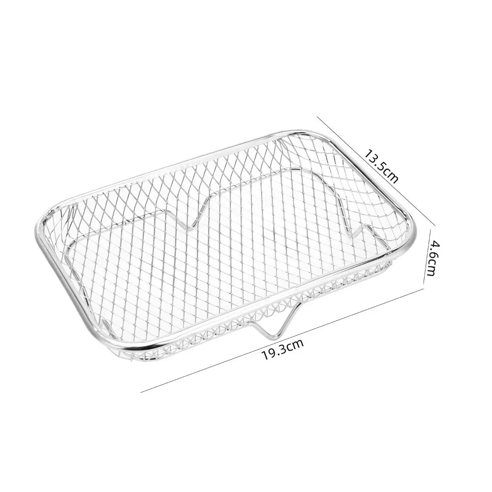 New Durable Stackable Air Fryer Rack Non-Stick Stainless Steel Grilling Rack Grill Basket Kitchen Gadgets