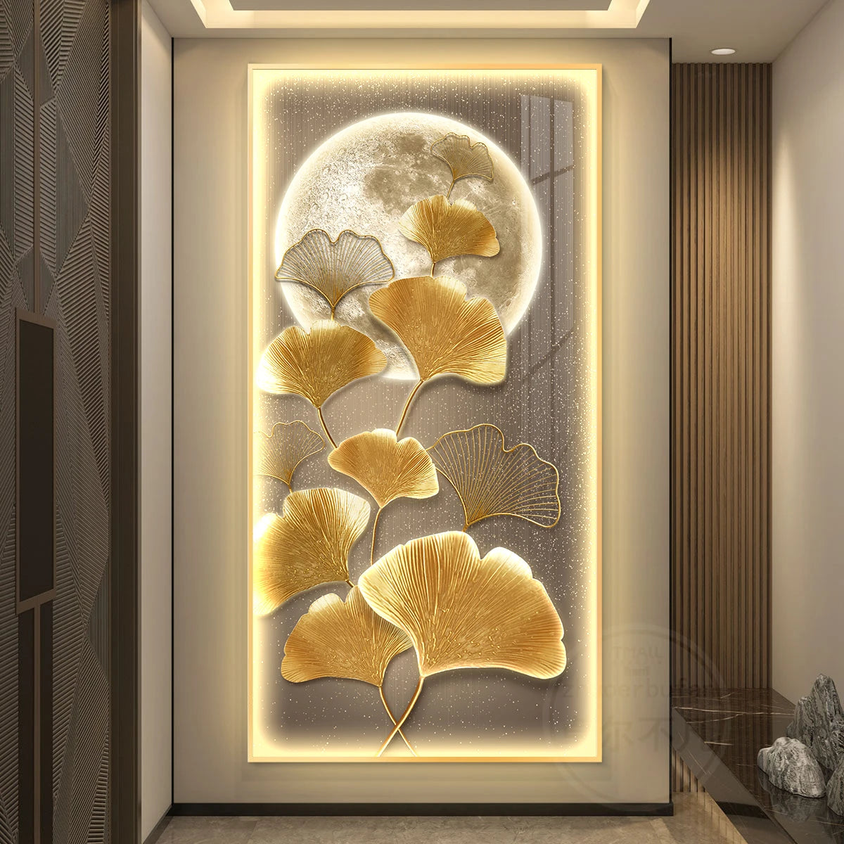 Led Light  Decorate living room dining room  orridor Bedroom staircase Simple Modern Hanging Painting Mural Ginkgo Mural Lamp