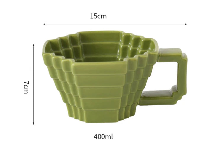 Ceramic Cups creative and individual solid colors, High-end underglaze color,Pixelated Mugs High appearance level drinkware Cup