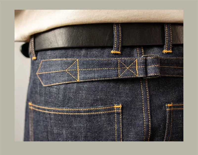 Red Tornado Denim Railroad Pants High Waist Rugged Style Selvage Jeans Back Buckle