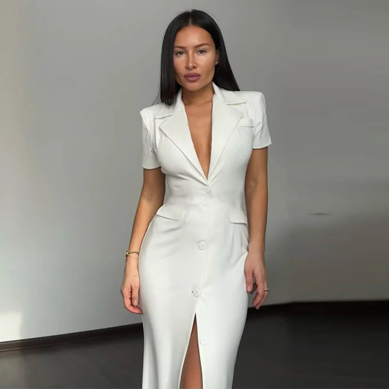 Camisole Women's Dress U Neck Zipper Dress Fitted Waist Split Long Dress Elegant Stylish Wear Date Party Outfit