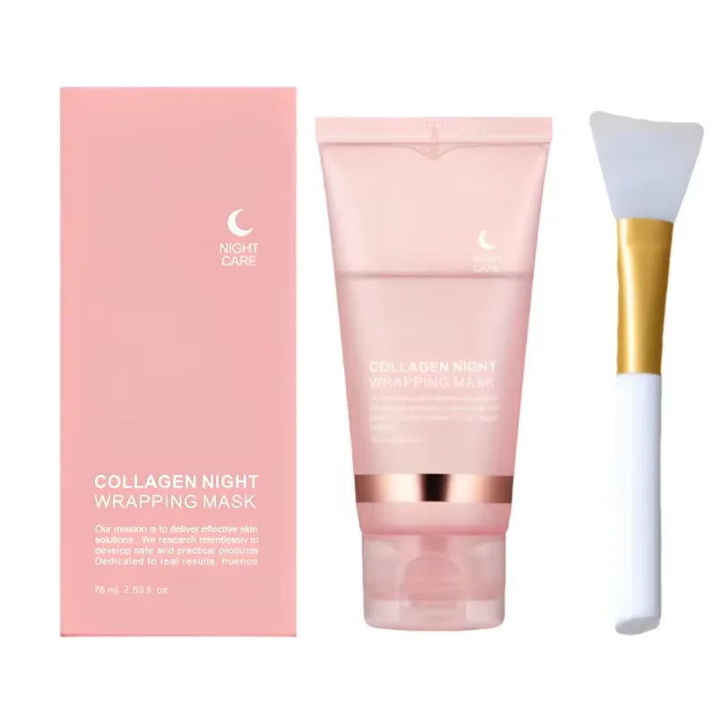 Collagen Overnight Wrapping Peel Off Facial Mask, Korean Collagen Night Wrapping Mask Deeply Hydrates Night Care Mask Cream 75ml
